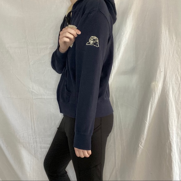 Pitt Stitched Lettering Spellout Navy Zip Jacket - Picture 5 of 8